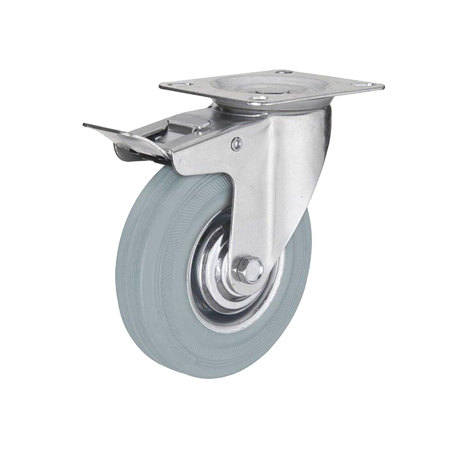 Опора колесная поворотная с тормозом отверстие под болт С-1700-MTB-075 F04 (SChgb 93)