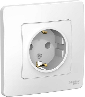 Розетка СП BLANCA 16А 250В б/ш с заземл. бел. SchE BLNRS001011 1210260