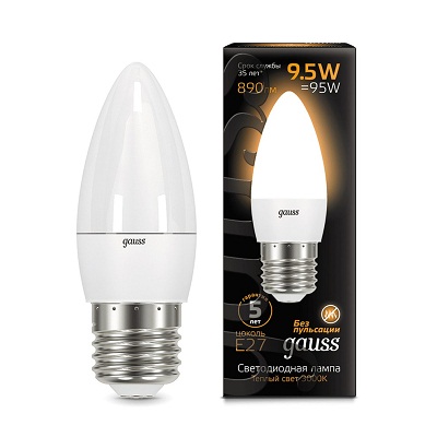 Лампа св/д Gauss LED Свеча E27 9,5W 3000K 230В 103102110