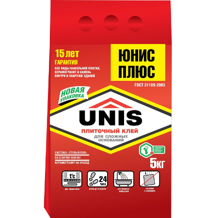 Клей ЮНИС ПЛЮС для плитки 5кг