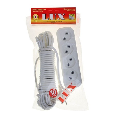 Удлинитель LUX У4-0 4-местный б/заз 250В 10А 10м