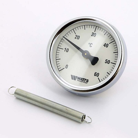 Термометр WATTS F+R801 Ø63, 120°С, накладной с пружиной (Германия) 10006504