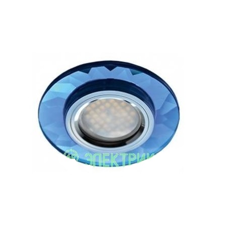 Светильник встр. Ecola DL1654 MR16 GU5.3 стекло граненый Голубой/Хром 25x90 FL1654EFF 540741