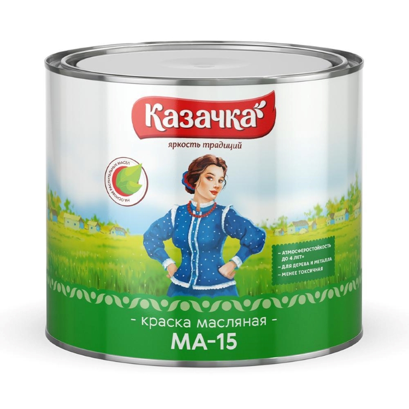 Краска масляная Казачка МА-15, глянцевая, 1,9 кг