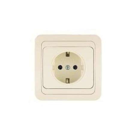 Розетка MAKEL СП с заз, бакалит (крем-крем) 25028