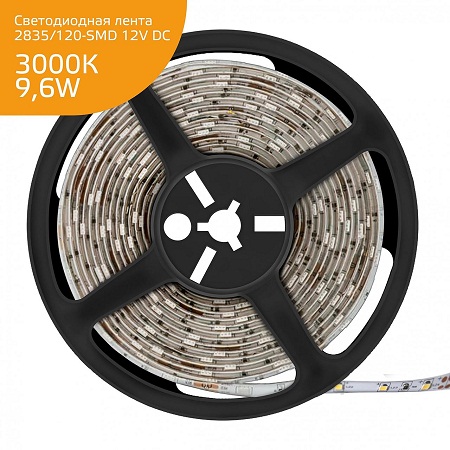 Лента св/д Gauss Elementary 2835/120-SMD 9,6W 12V 5м теплый свет 355000110