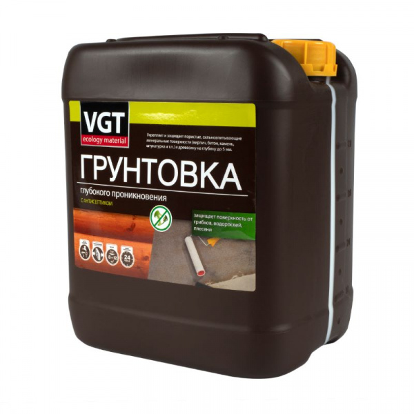 Грунтовка глубокого проникновения с антисептиком VGT ВД-АК-0301, 5 кг 1