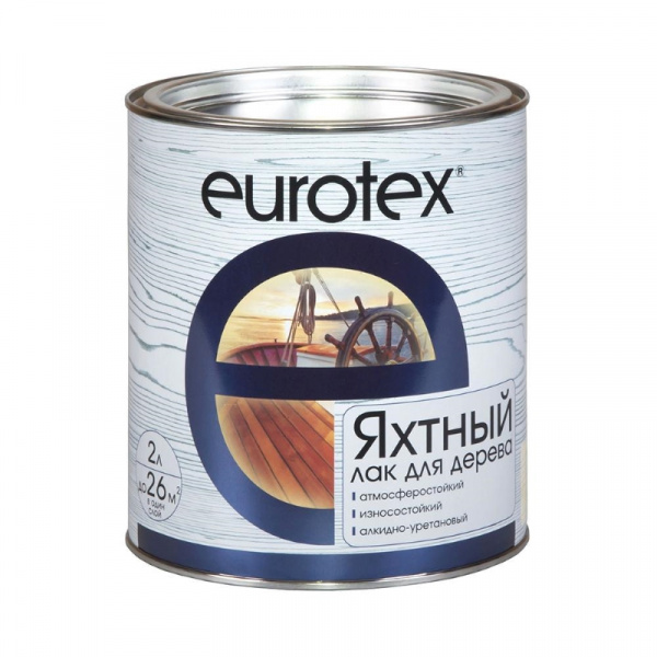 Лак яхтный Eurotex, алкидно-уретановый, полуматовый, 2 л