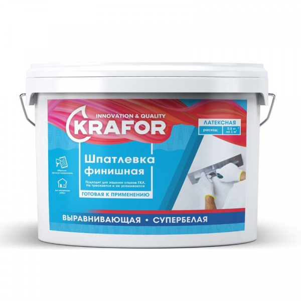 Шпатлевка финишная выравнивающая Krafor, акриловая