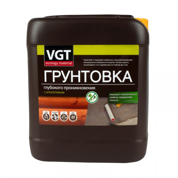 Грунтовка глубокого проникновения с антисептиком VGT ВД-АК-0301, 5 кг 2