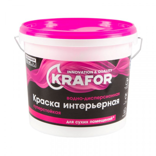 Краска KRAFOR интерьерная суперстойкая 6,5