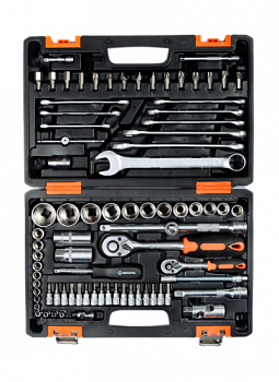 Набор инструментов ВИХРЬ АВТО 82 предмета, 1/2", 1/4", CrV, кейс 73/6/7/6
